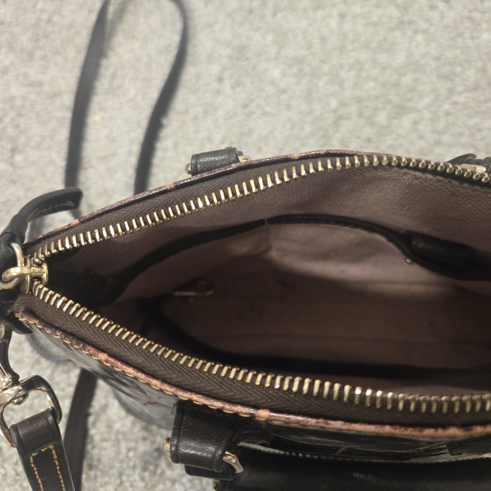 Dooney & Bourke Brown Croc-Embossed Leather Bag - Picture 9 of 12
